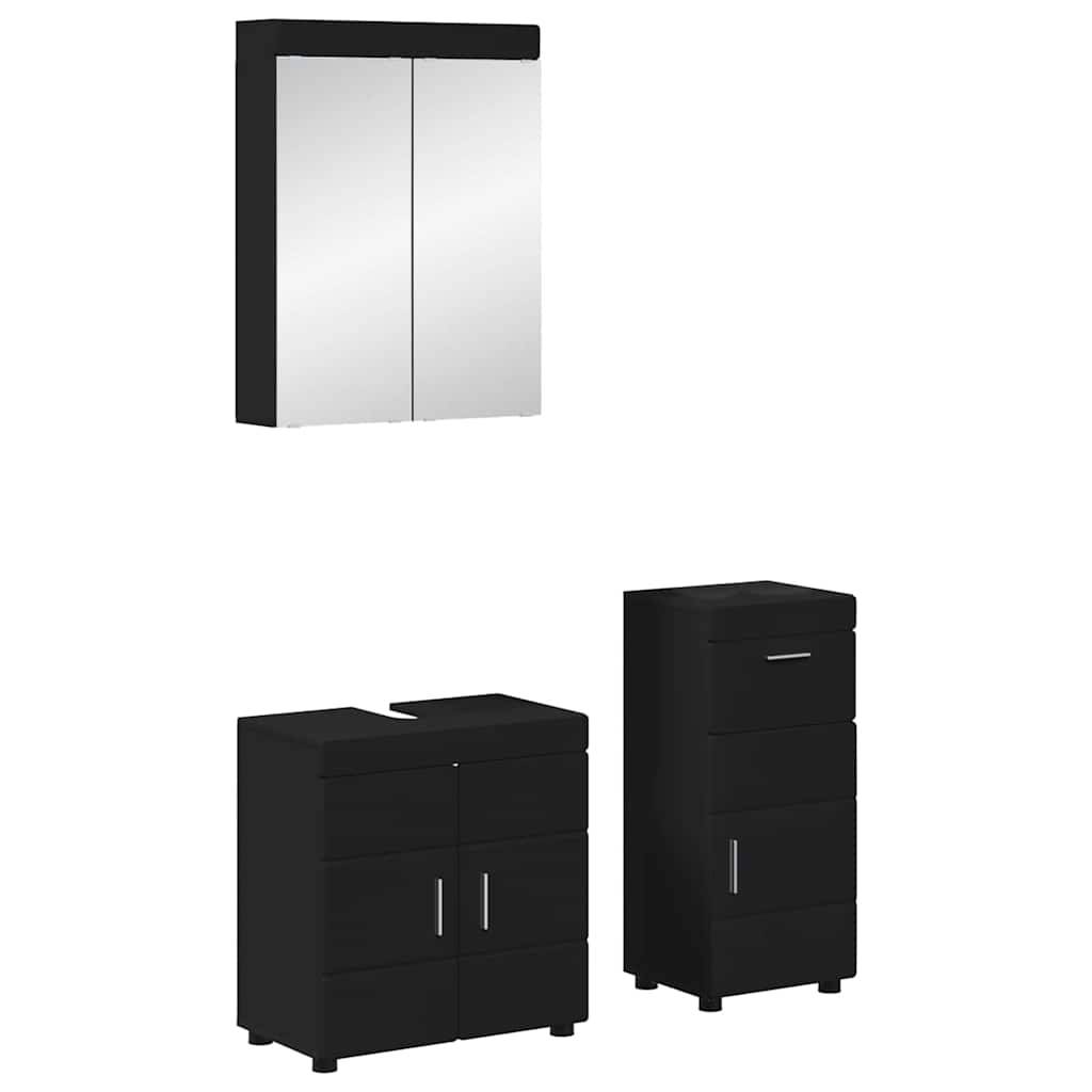 vidaXL Badezimmermöbel-Set TULUM 3 pcs Schwarz 60 x 34 x 63 cm