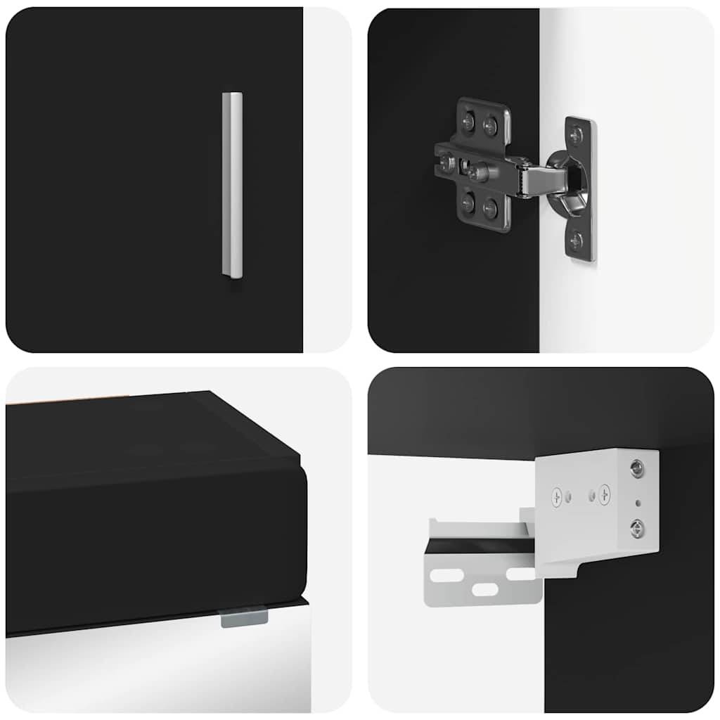 vidaXL Badezimmermöbel-Set mit Regal TULUM Schwarz Holzwerkstoff