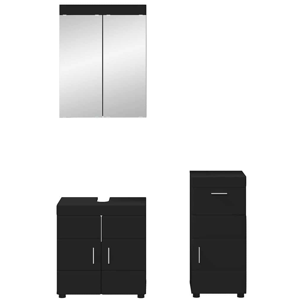 vidaXL Badezimmermöbel-Set TULUM 3 pcs Schwarz 60 x 34 x 63 cm