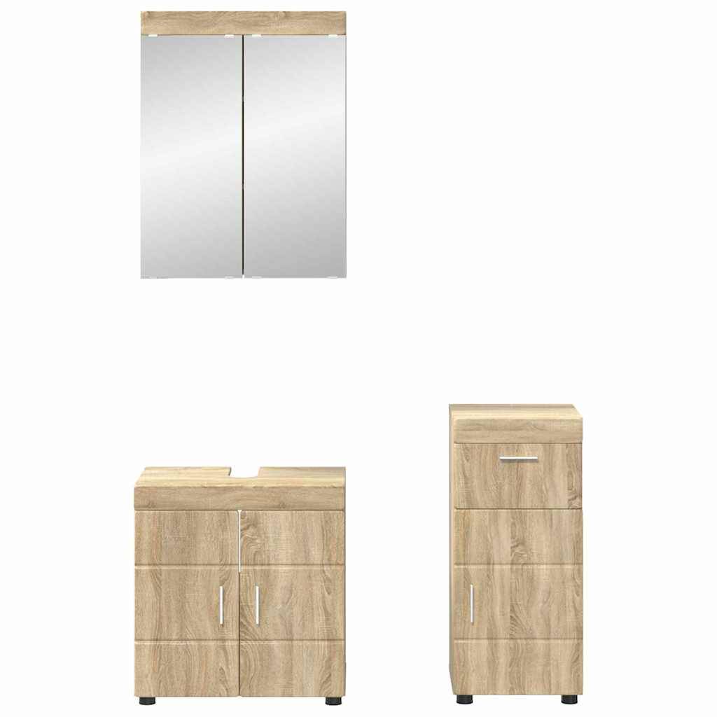vidaXL Badezimmermöbel-Set TULUM 3 pcs Sonoma-Eiche 60 x 34 x 63 cm