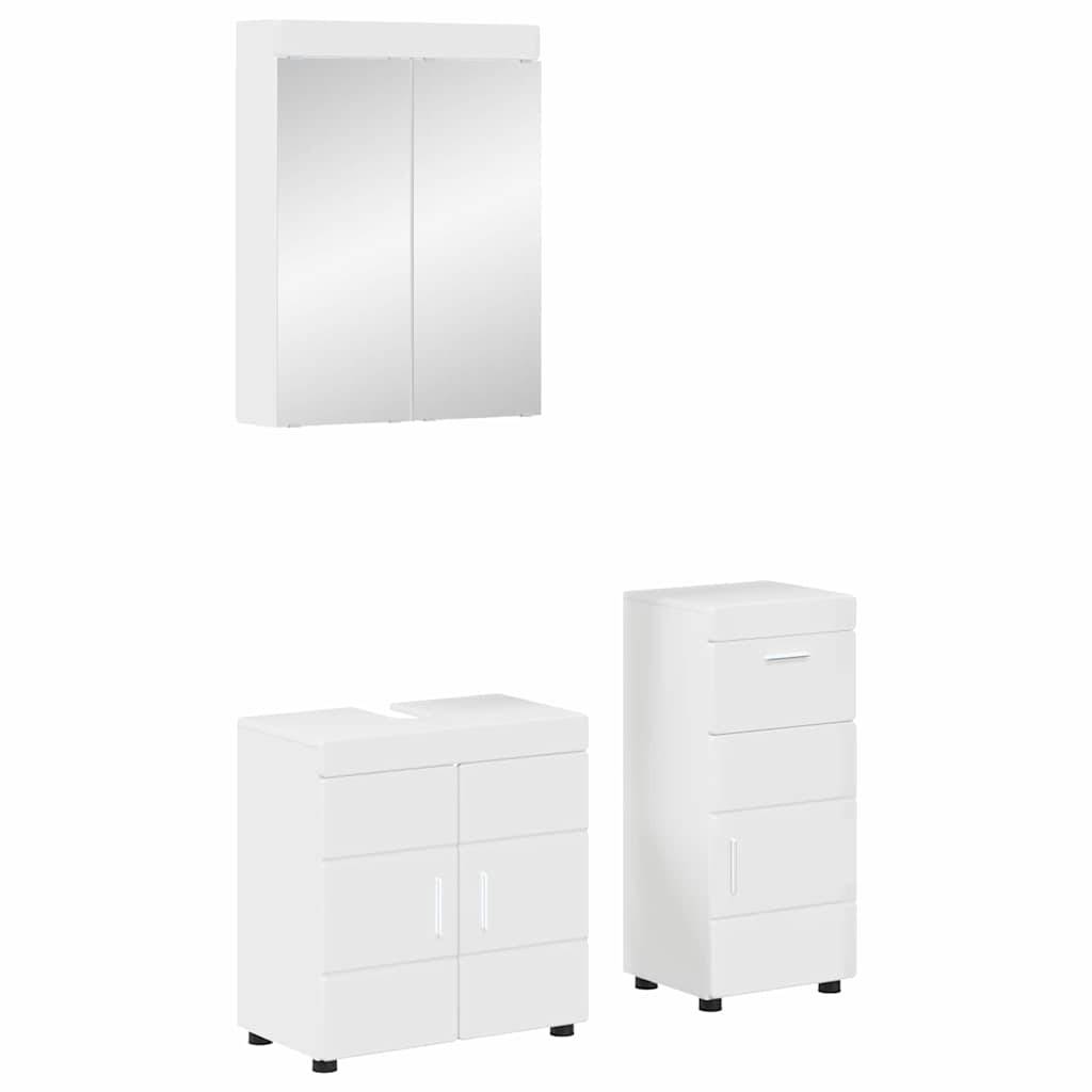 vidaXL Badezimmermöbel-Set TULUM 3 pcs Hochglanz Weiß 60 x 34 x 63 cm