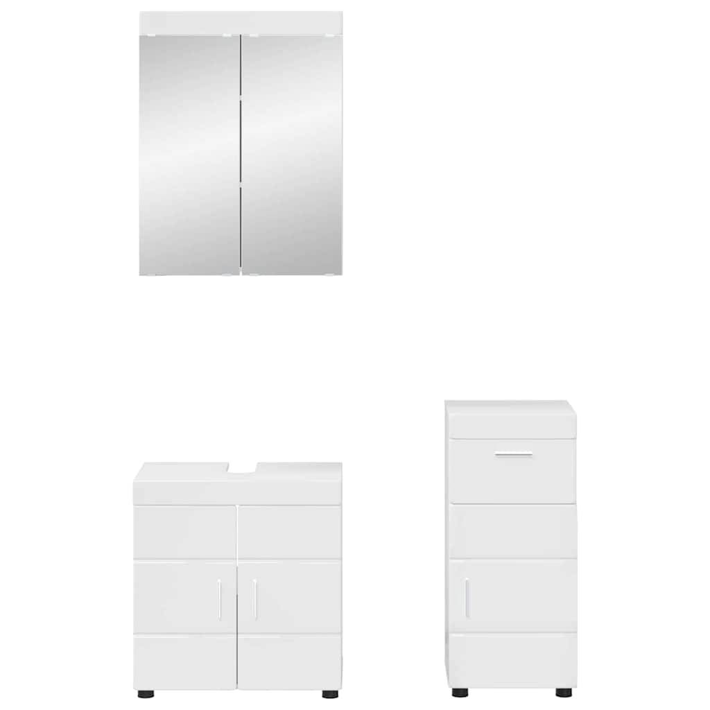vidaXL Badezimmermöbel-Set TULUM 3 pcs Hochglanz Weiß 60 x 34 x 63 cm