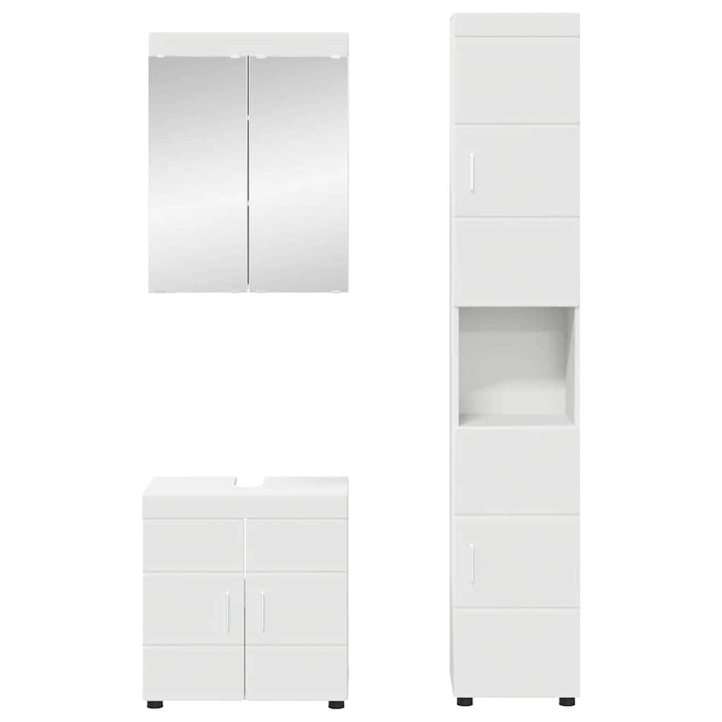 vidaXL Badezimmermöbel-Set mit Regal mit Tür TULUM Weiß Holzwerkstoff