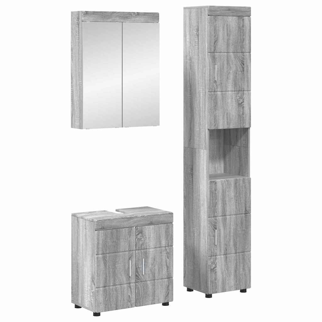 vidaXL Badezimmermöbel-Set TULUM 3 pcs Graues Sonoma 60 x 34 x 63 cm