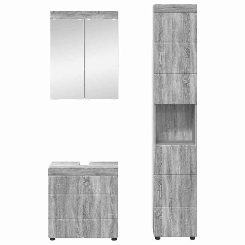 vidaXL Badezimmermöbel-Set TULUM 3 pcs Graues Sonoma 60 x 34 x 63 cm