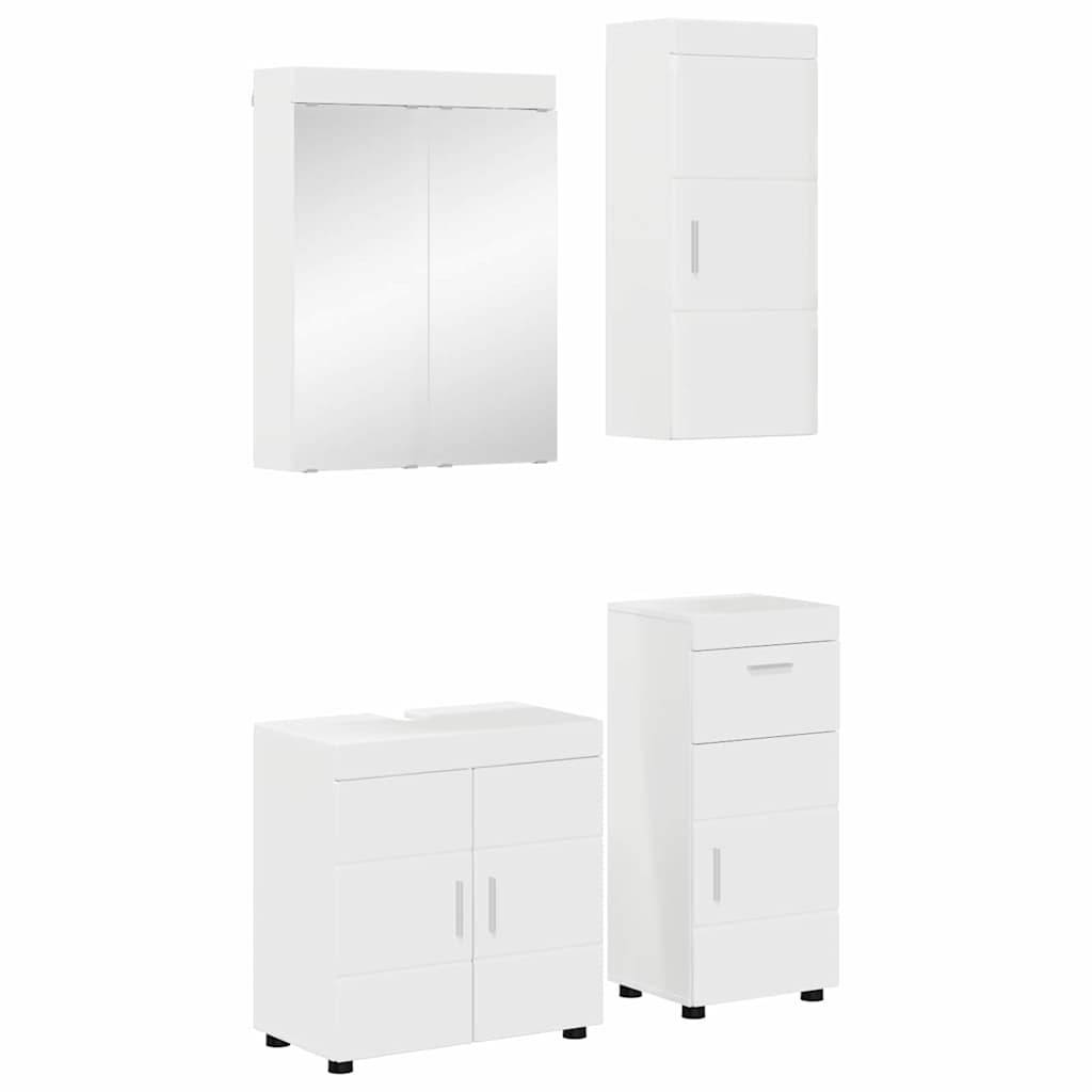vidaXL Badezimmermöbel-Set TULUM 4 pcs Hochglanz Weiß 60 x 34 x 63 cm