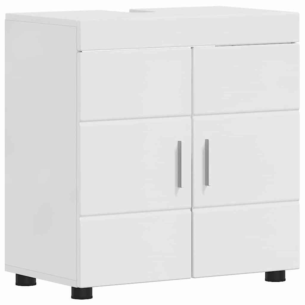 vidaXL Badezimmermöbel-Set TULUM 4 pcs Hochglanz Weiß 60 x 34 x 63 cm