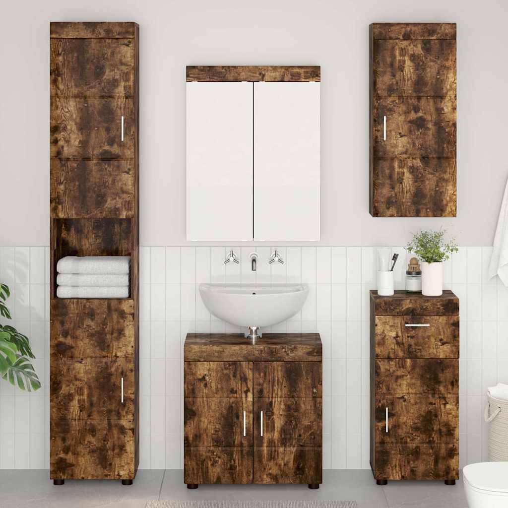 vidaXL Badezimmer-Wandschrank TULUM Geräucherte Eiche Holzwerkstoff
