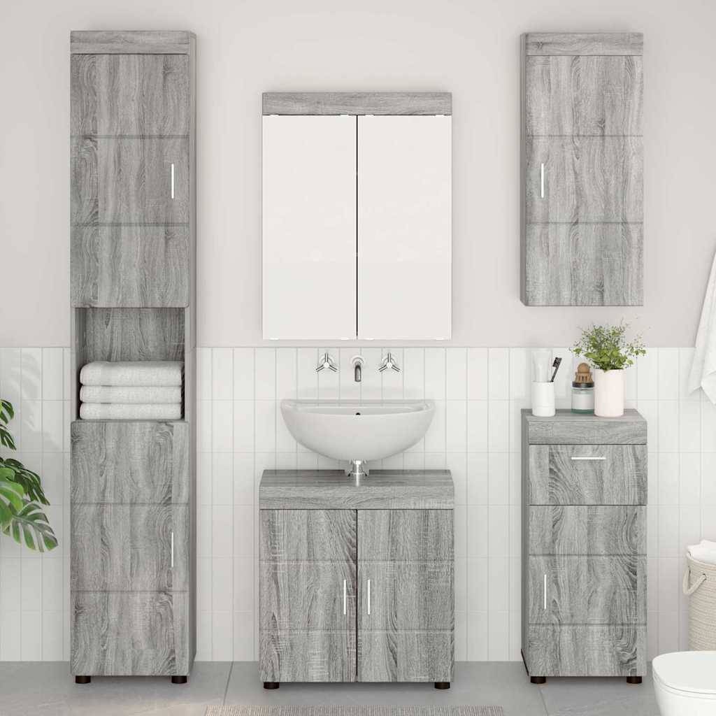 vidaXL Badezimmer-Wandschrank TULUM Graues Sonoma 37 x 24,5 x 86 cm