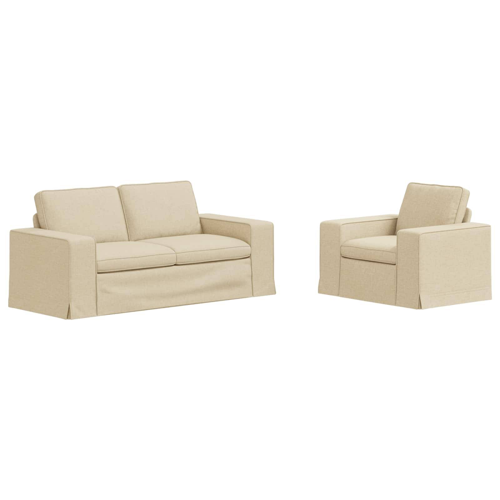 vidaXL Sofa 2 pcs Creme 182 x 80 x 82 cm Stoff