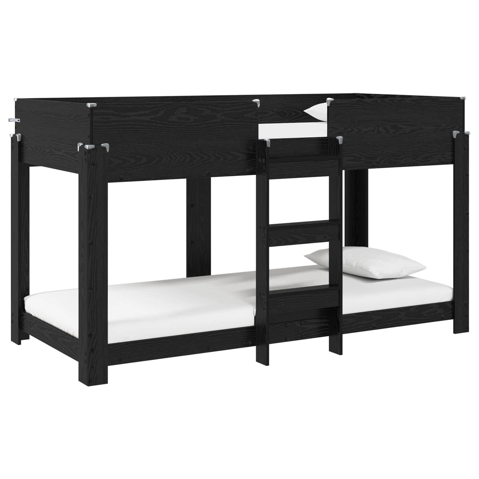 vidaXL Etagenbett für Kinder Schwarz Eichen-Optik 80 x 200 cm