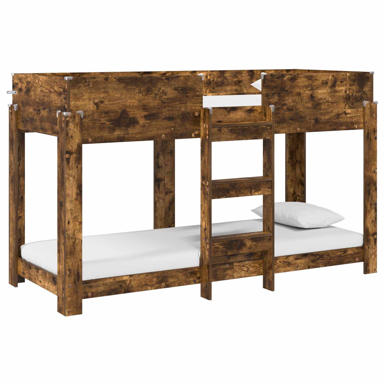 vidaXL Etagenbett für Kinder Geräucherte Eiche 75 x 190 cm