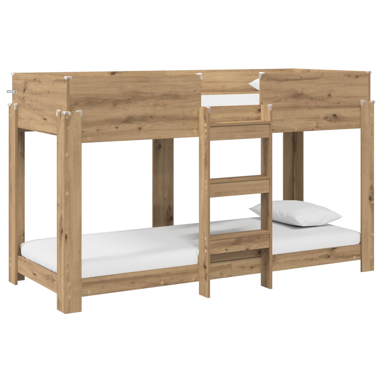 vidaXL Etagenbett für Kinder Artisan-Eiche 75 x 190 cm Holzwerkstoff