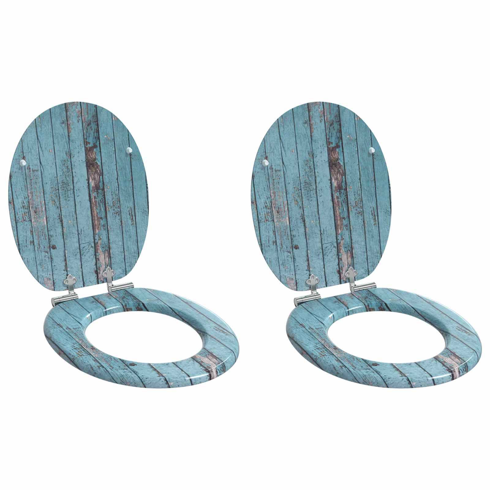 vidaXL Soft-Close Toilettensitz 2 pcs Blau 44 x 38 cm MDF-Platte