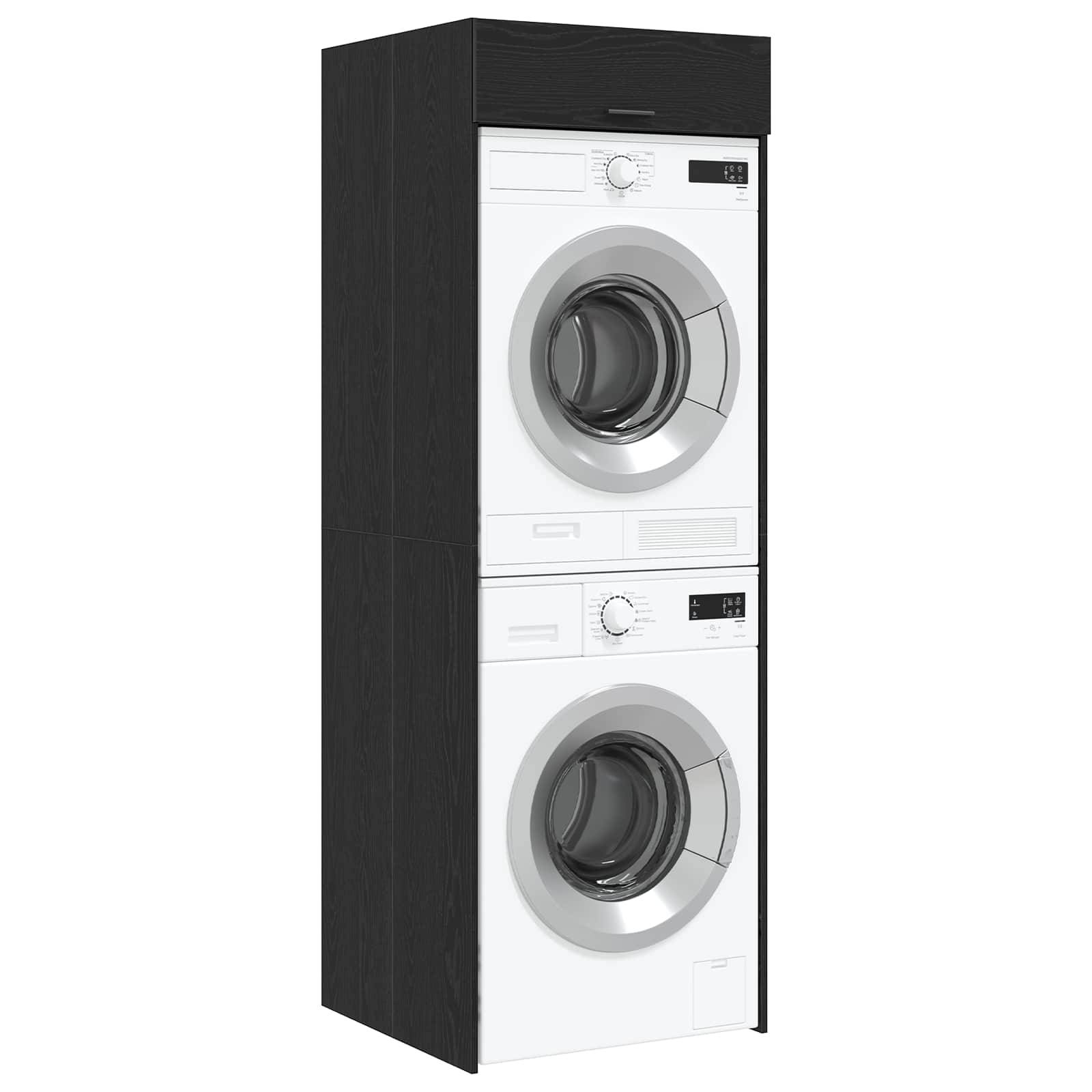 vidaXL Waschmaschinen-Schrank Schwarz Eichen-Optik 67,5 x 68 x 200 cm