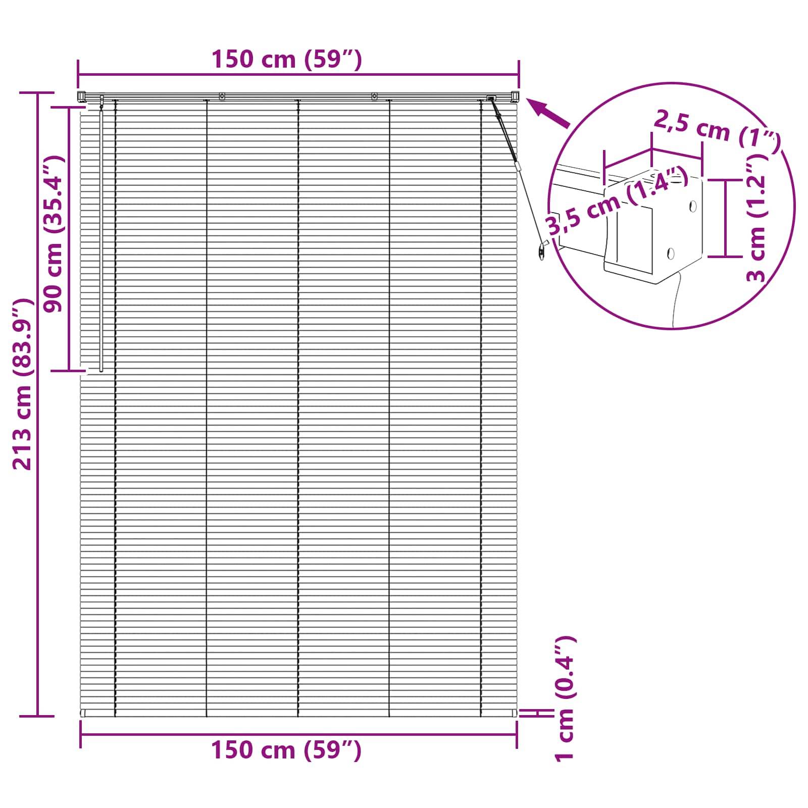 vidaXL Venetianer Jalousie Weiß 213 x 150 cm PVC