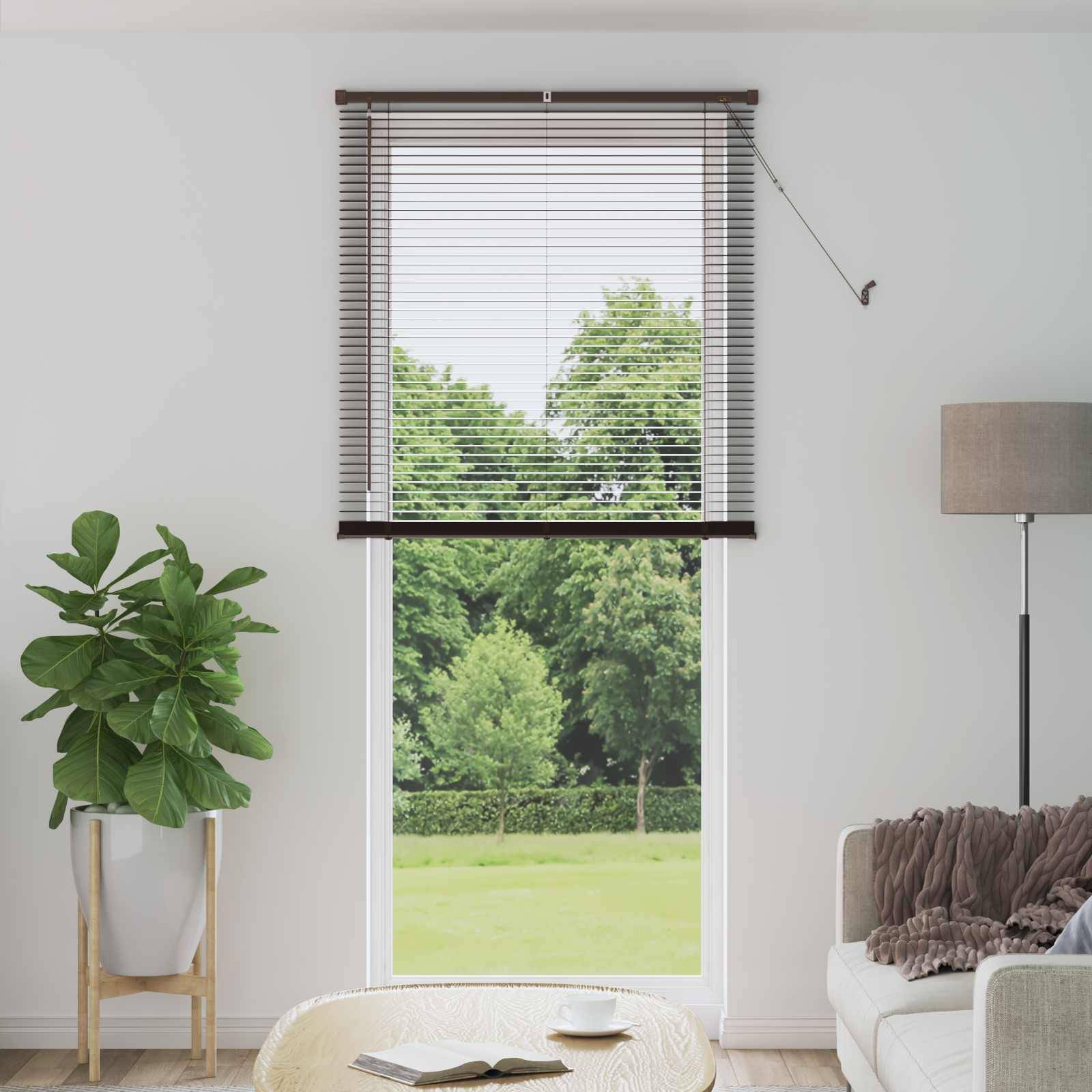 vidaXL Venetianer Jalousie Dunkelbraun mit Muster 213 x 90 cm PVC