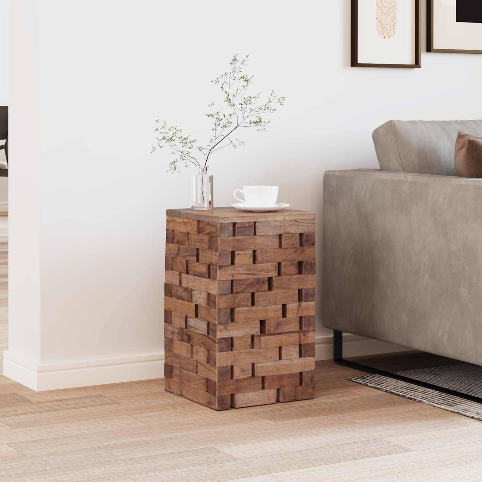 vidaXL Hocker Natur 29 x 29 x 48 cm Massivholz Altholz