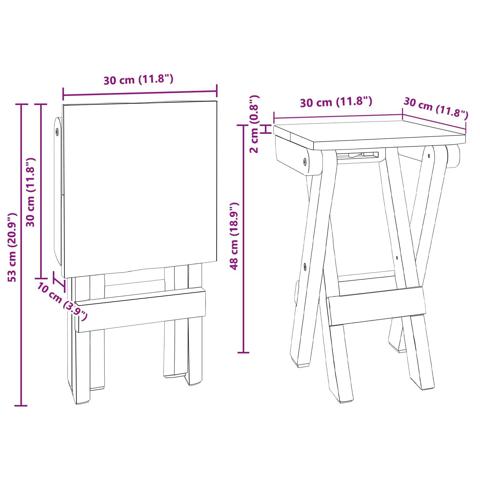 vidaXL Hocker Natur 30 x 30 x 48 cm Massivholz Altholz