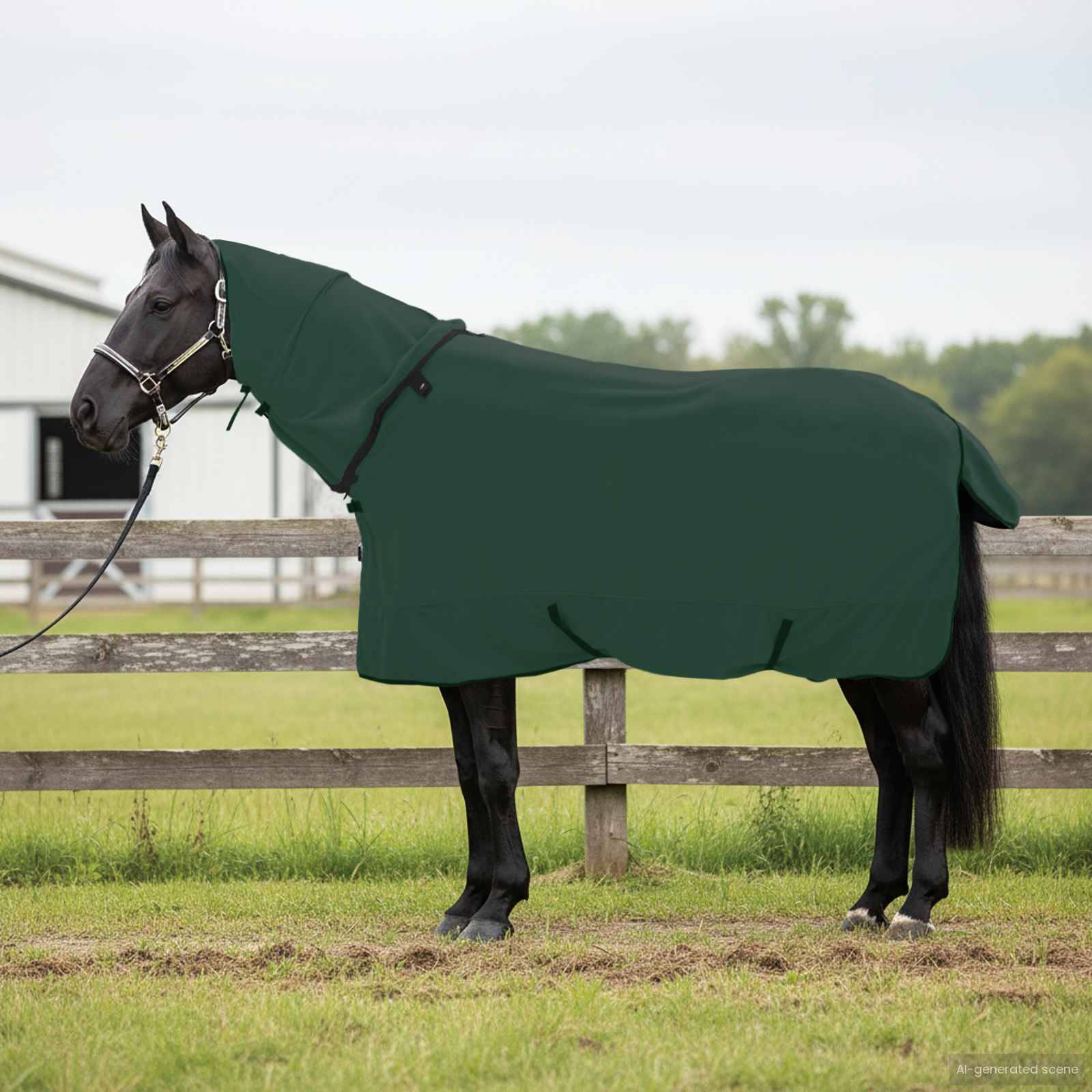 vidaXL Pferdedecke Dunkelgrün 135 cm Polyester