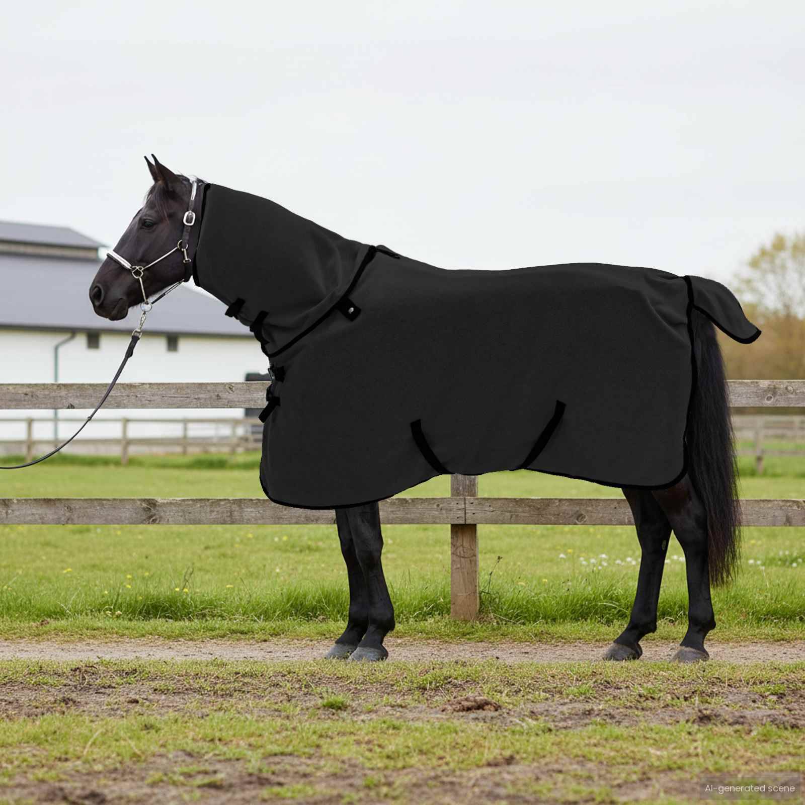 vidaXL Pferdedecke Schwarz 85 cm Polyester