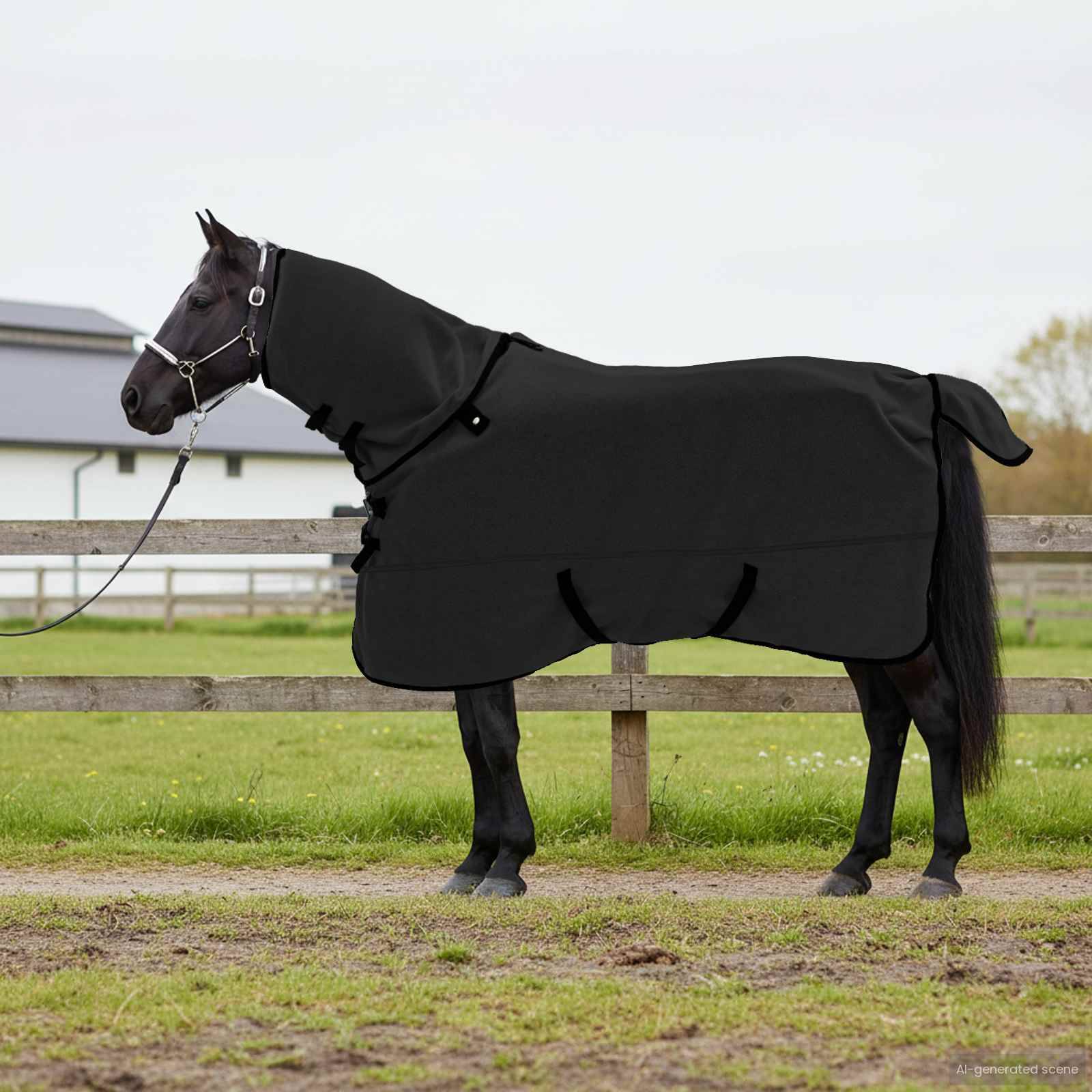 vidaXL Pferdedecke Schwarz 165 cm Polyester