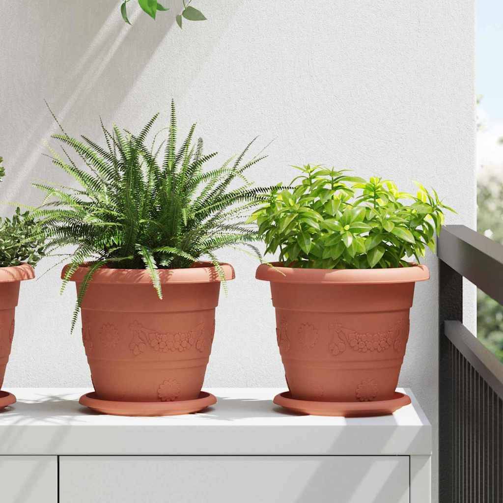 vidaXL Runder Blumentopf 6 pcs Ziegelrot Ø 22 x 18 cm Kunststoff