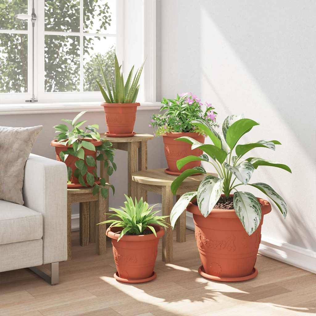 vidaXL Runde Blumenplatte 6 pcs Ziegelrot Ø 19 x 2 cm Kunststoff