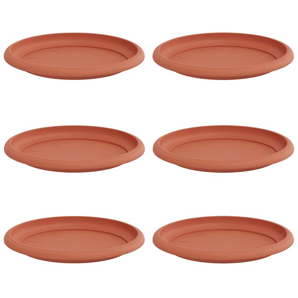vidaXL Runde Blumenplatte 6 pcs Ziegelrot Ø 19 x 2 cm Kunststoff
