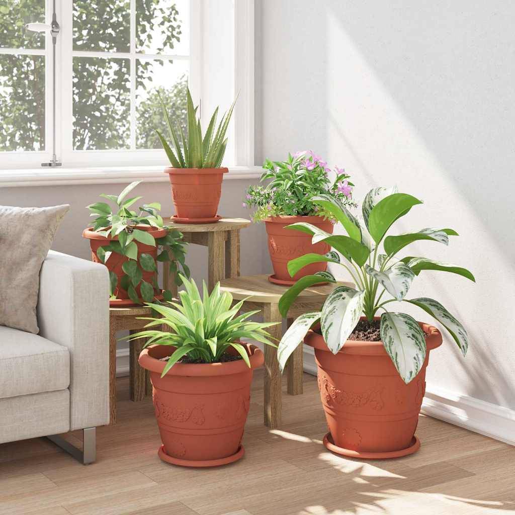 vidaXL Runder Blumentopf 6 pcs Ziegelrot Ø 34 x 28 cm Kunststoff