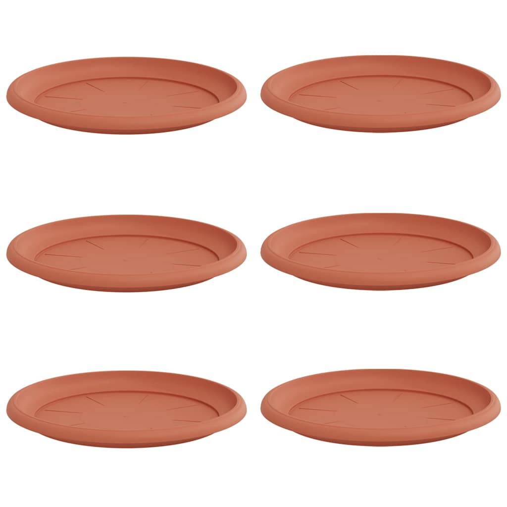 vidaXL Runde Blumenplatte 6 pcs Ziegelrot Ø 27 x 2,5 cm Kunststoff
