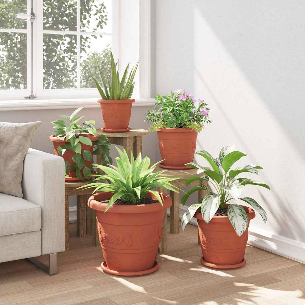 vidaXL Runder Blumentopf 6 pcs Ziegelrot Ø 39 x 32 cm Kunststoff