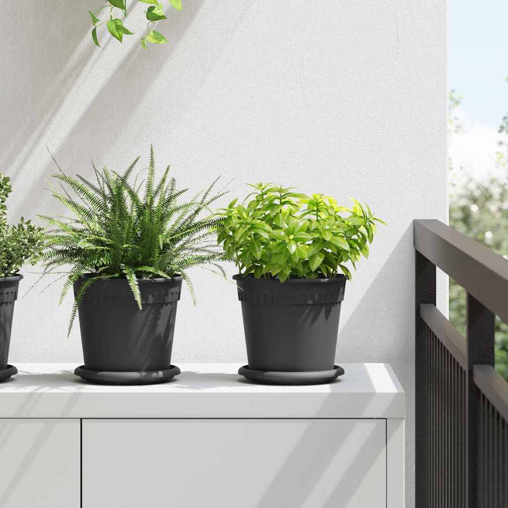 vidaXL Runder Blumentopf 24 pcs Schwarz Ø 17 x 14 cm Kunststoff