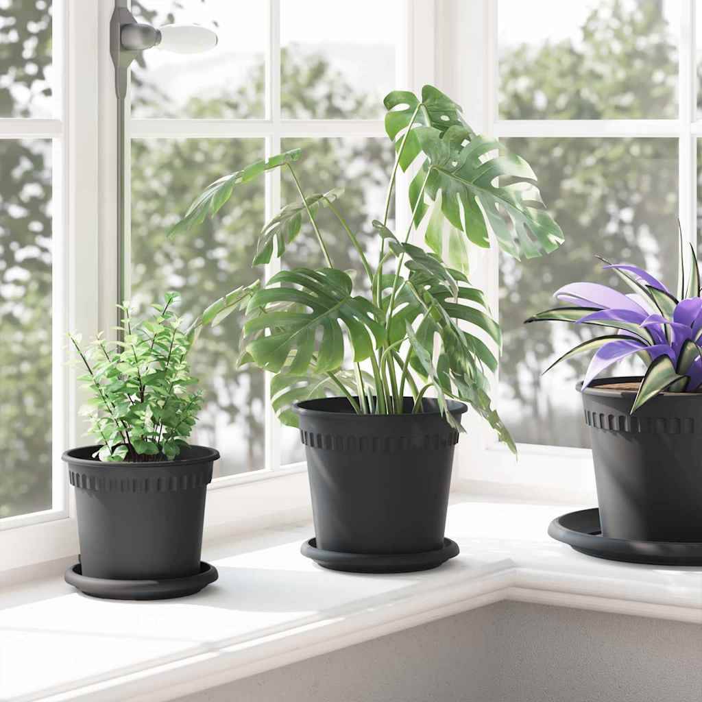 vidaXL Runde Blumenplatte 6 pcs Schwarz Ø 15,5 x 2 cm Kunststoff