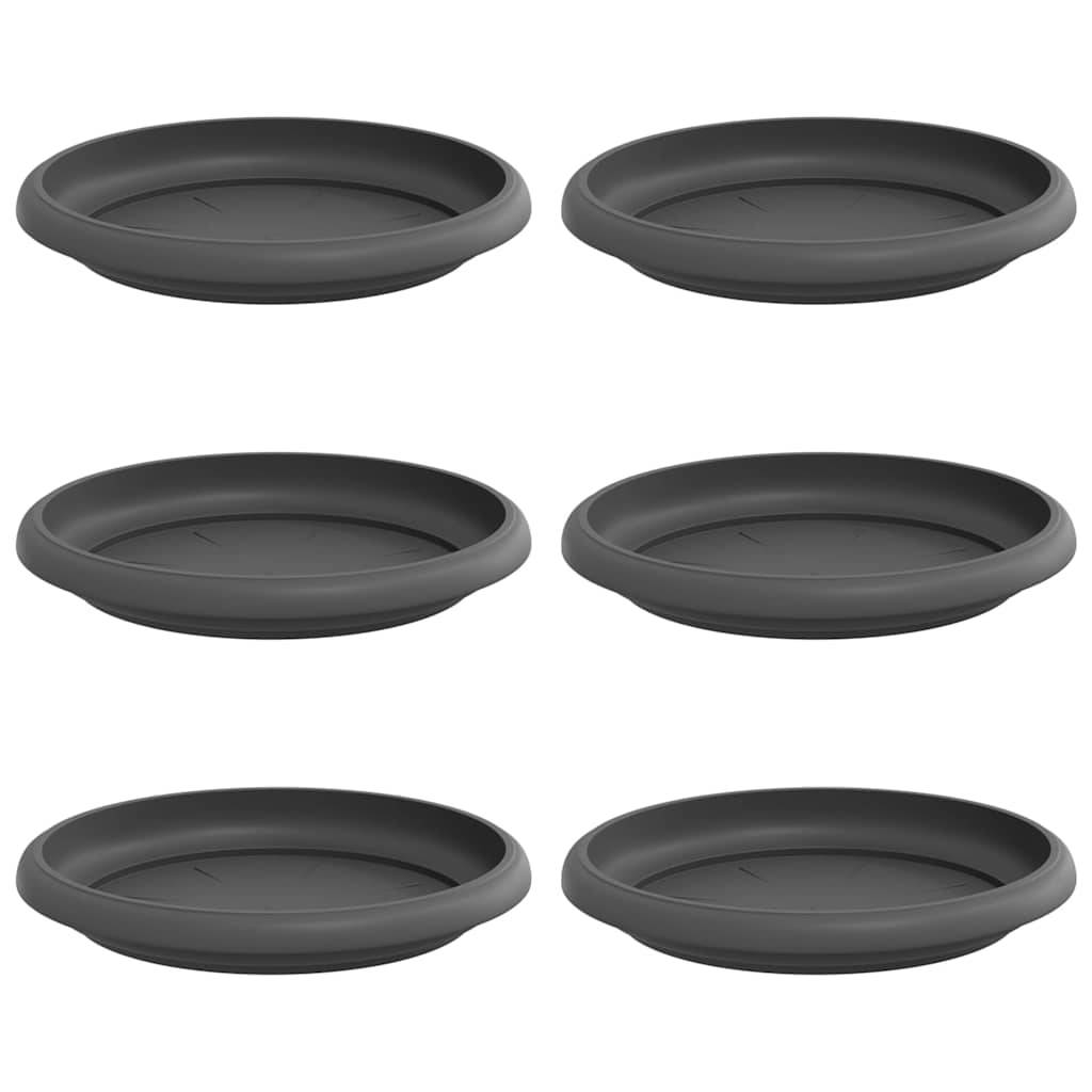 vidaXL Runde Blumenplatte 6 pcs Schwarz Ø 15,5 x 2 cm Kunststoff
