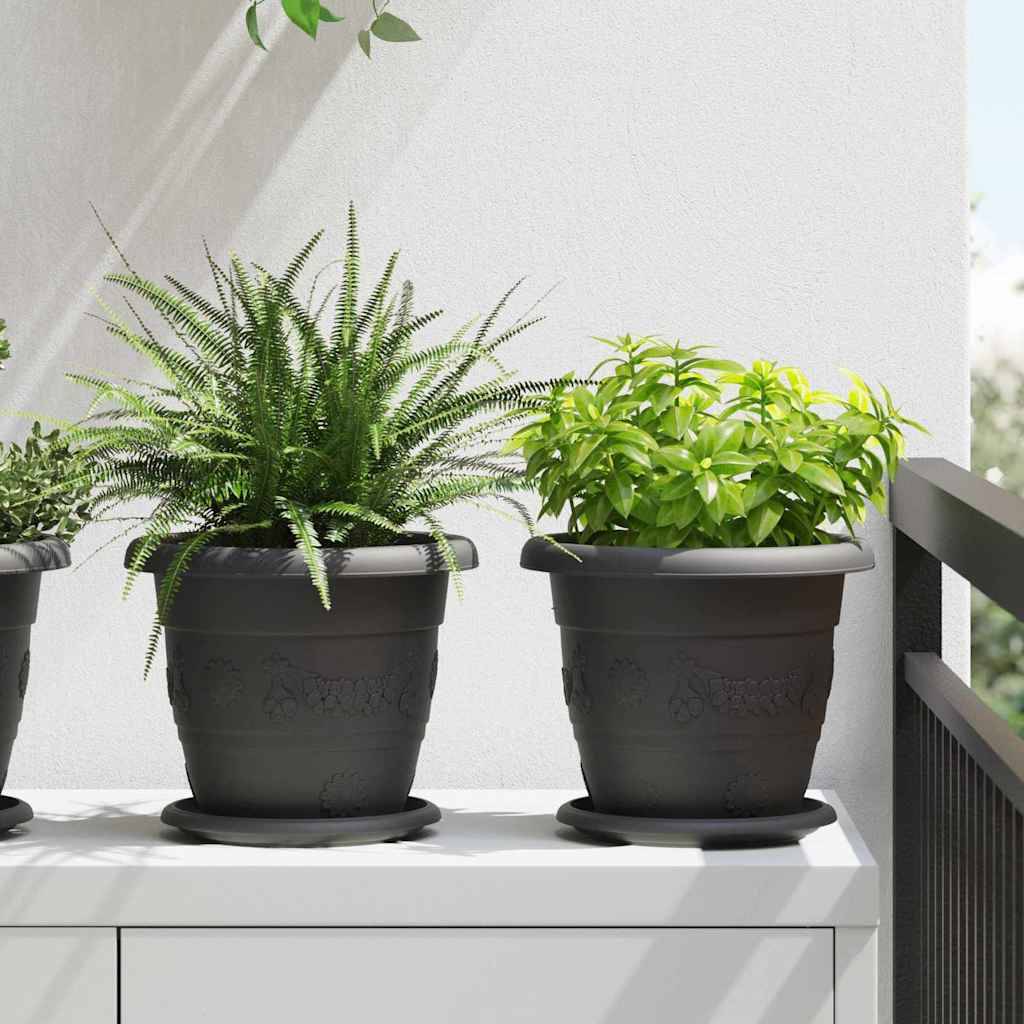 vidaXL Runder Blumentopf 24 pcs Schwarz Ø 22 x 18 cm Kunststoff