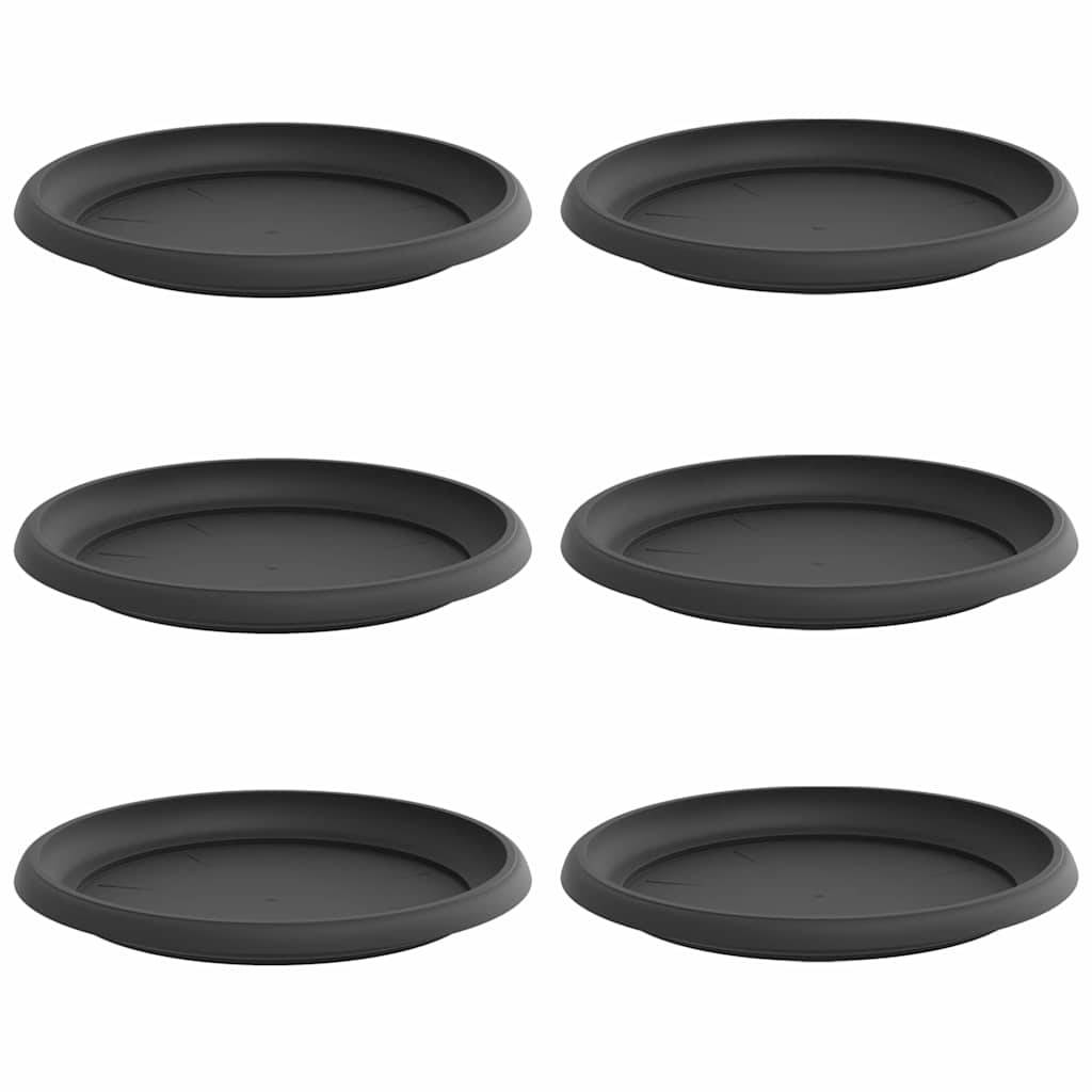vidaXL Runde Blumenplatte 6 pcs Schwarz Ø 14 x 2 cm Kunststoff