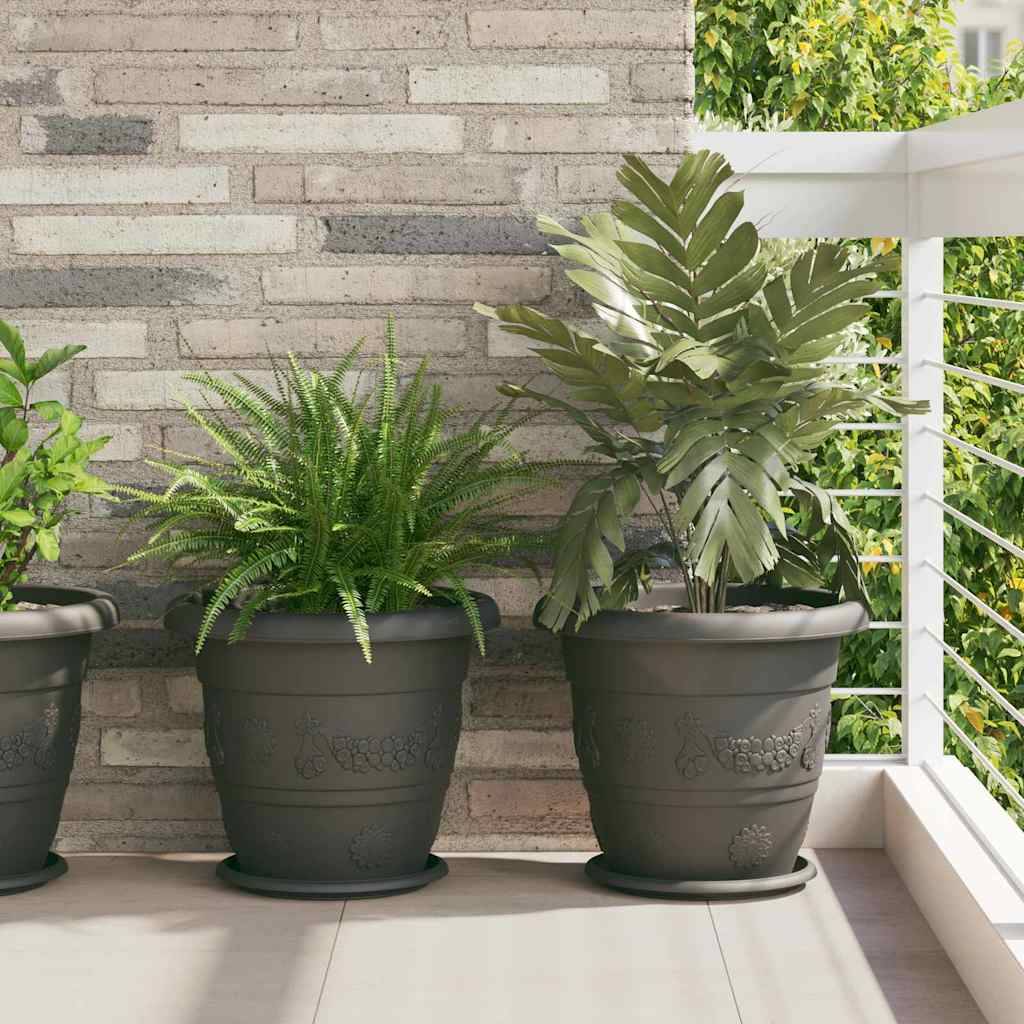 vidaXL Runder Blumentopf 6 pcs Schwarz Ø 39 x 32 cm Kunststoff