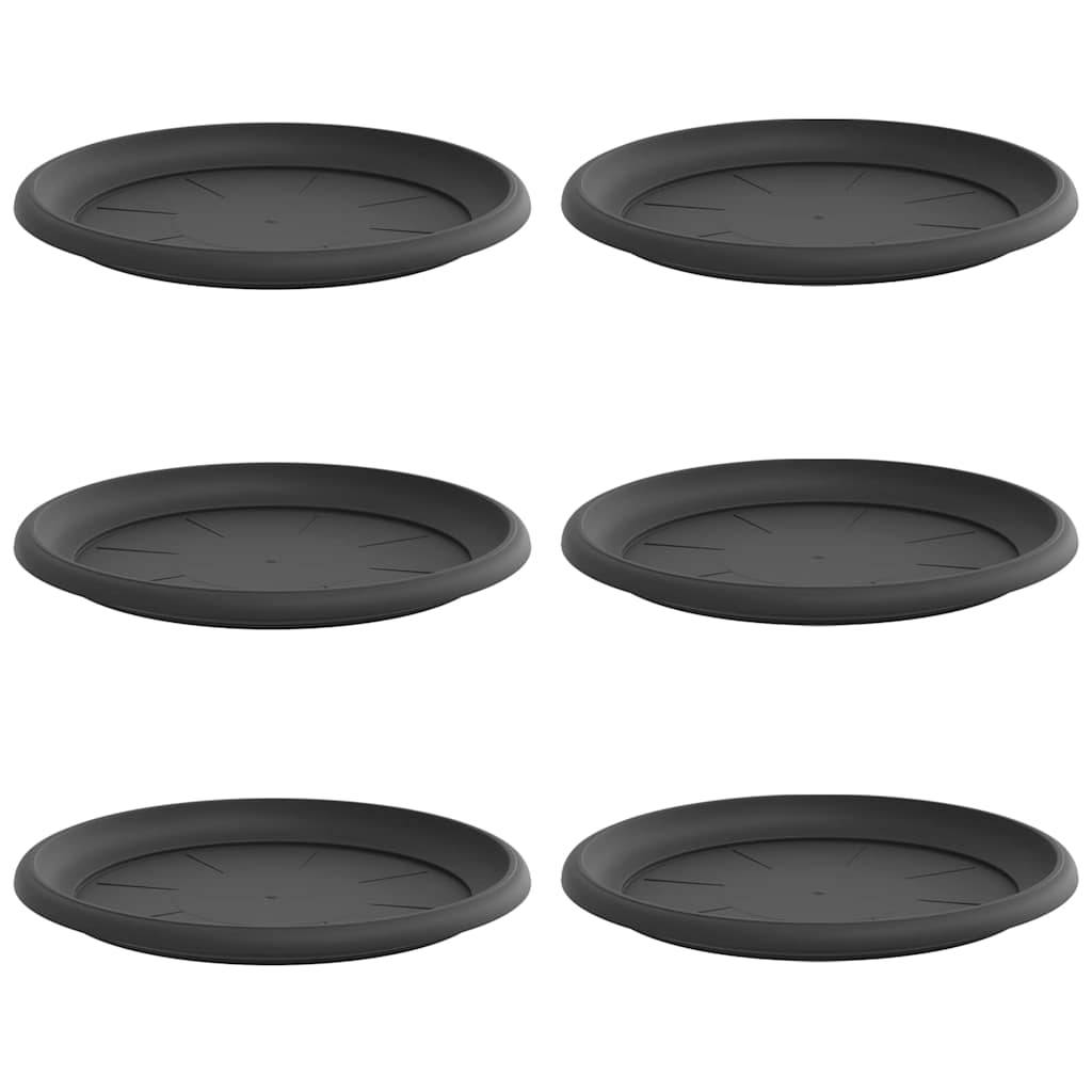 vidaXL Runde Blumenplatte 6 pcs Schwarz Ø 14 x 2 cm Kunststoff