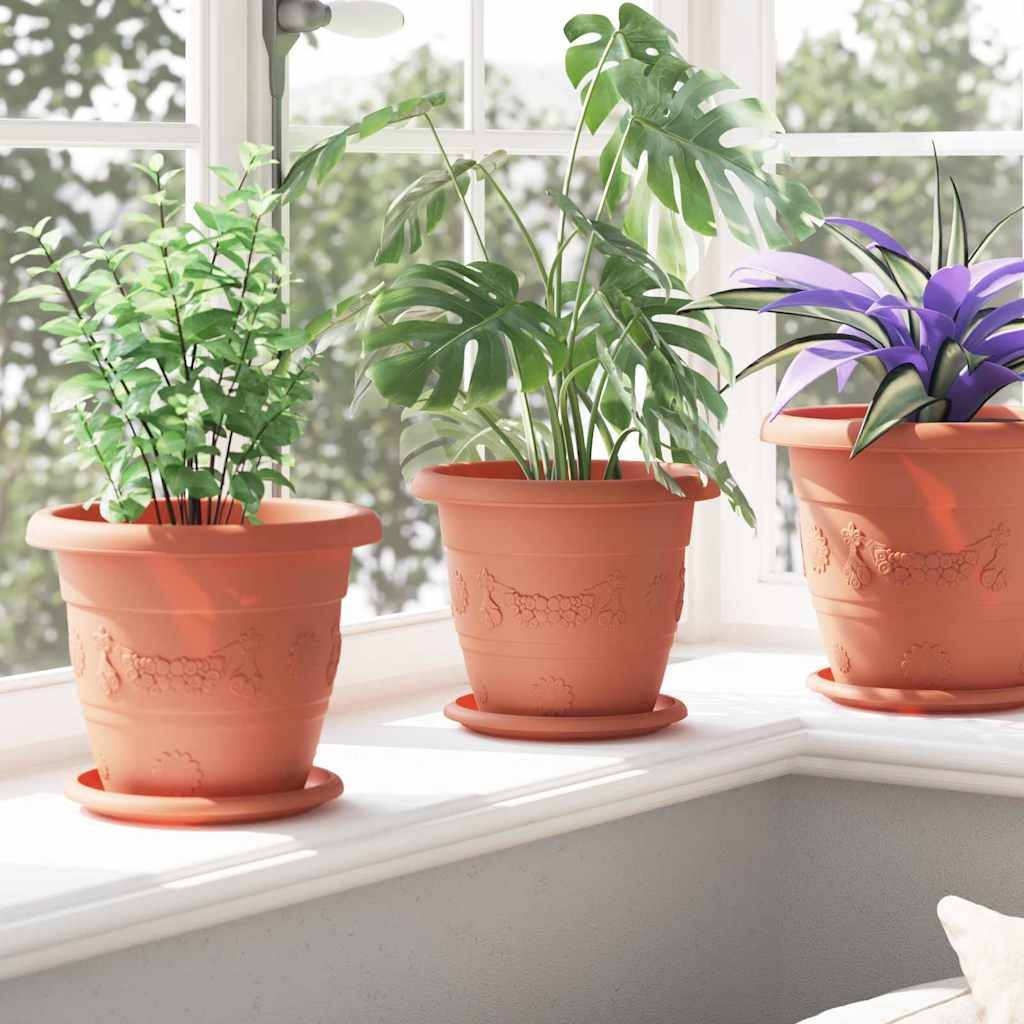 vidaXL Runde Blumenplatte 24 pcs Ziegelrot Ø 14 x 2 cm Kunststoff