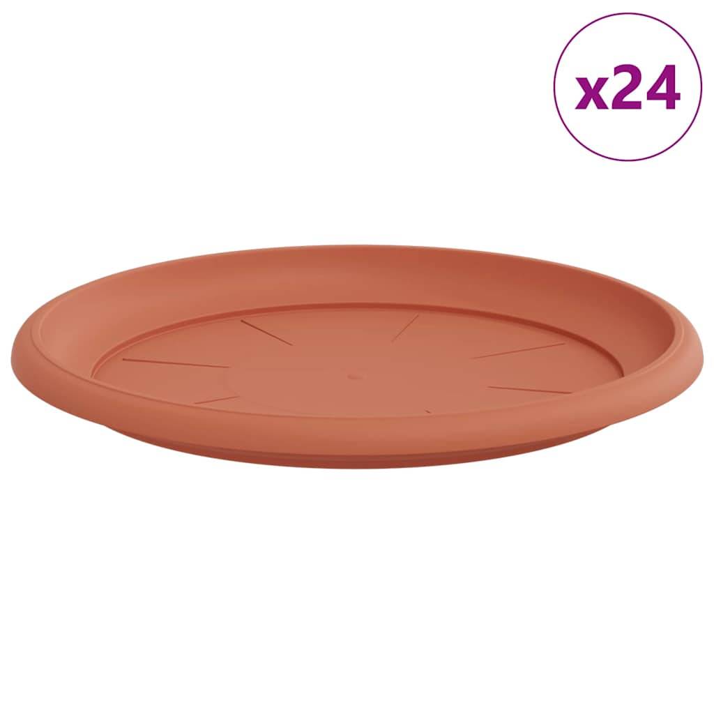 vidaXL Runde Blumenplatte 24 pcs Ziegelrot Ø 27 x 2,5 cm Kunststoff