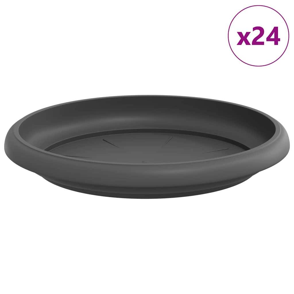 vidaXL Runde Blumenplatte 24 pcs Schwarz Ø 15,5 x 2 cm Kunststoff