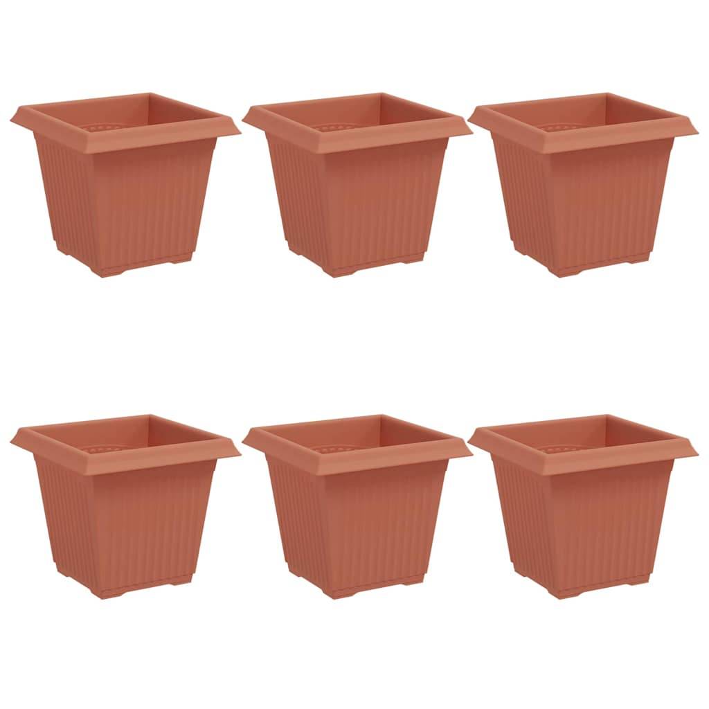 vidaXL Quadratischer Blumentopf 6 pcs Ziegelrot 16 x 16 x 14 cm