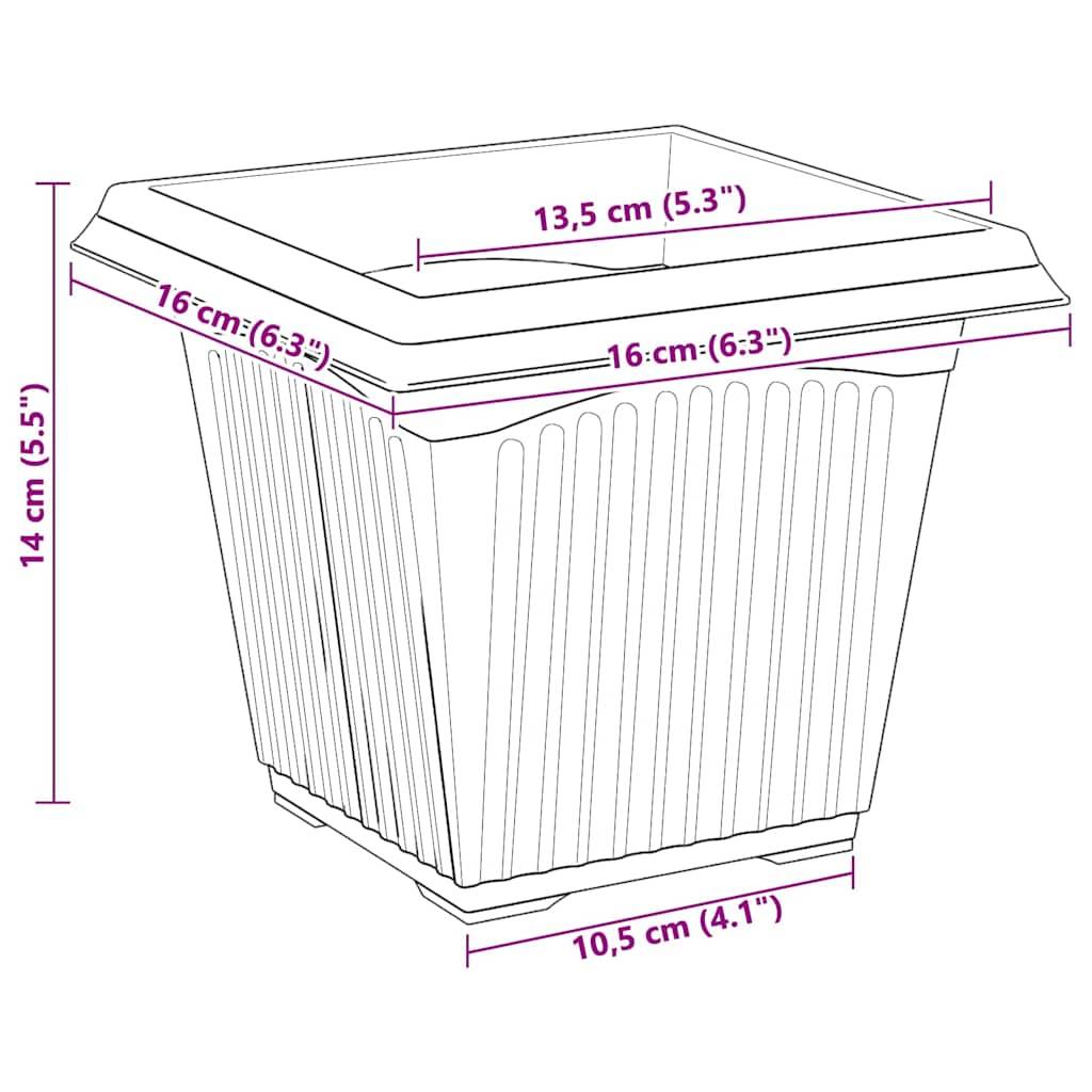 vidaXL Quadratischer Blumentopf 24 pcs Schwarz 16 x 16 x 14 cm