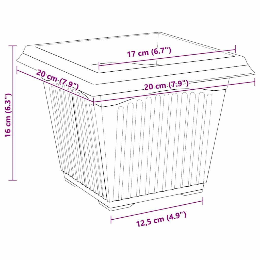 vidaXL Quadratischer Blumentopf 24 pcs Schwarz 20 x 20 x 16 cm