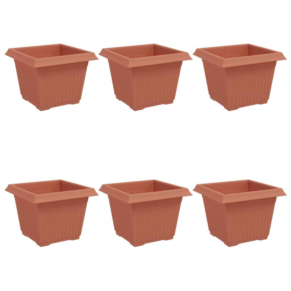 vidaXL Quadratischer Blumentopf 6 pcs Ziegelrot 23 x 23 x 17,5 cm