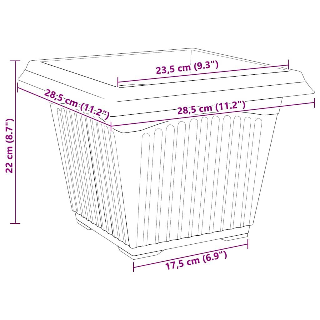 vidaXL Quadratischer Blumentopf 6 pcs Ziegelrot 28,5 x 28,5 x 22 cm