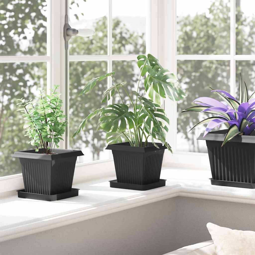 vidaXL Blumentöpfe 24 pcs Schwarz 16 x 16 x 14 cm Kunststoff
