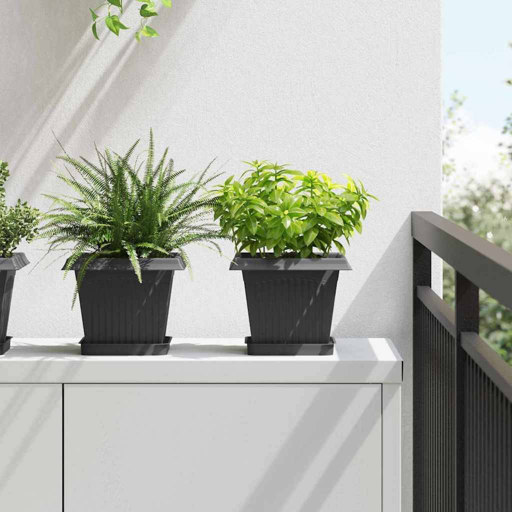 vidaXL Blumentöpfe 24 pcs Schwarz 20 x 20 x 16 cm Kunststoff