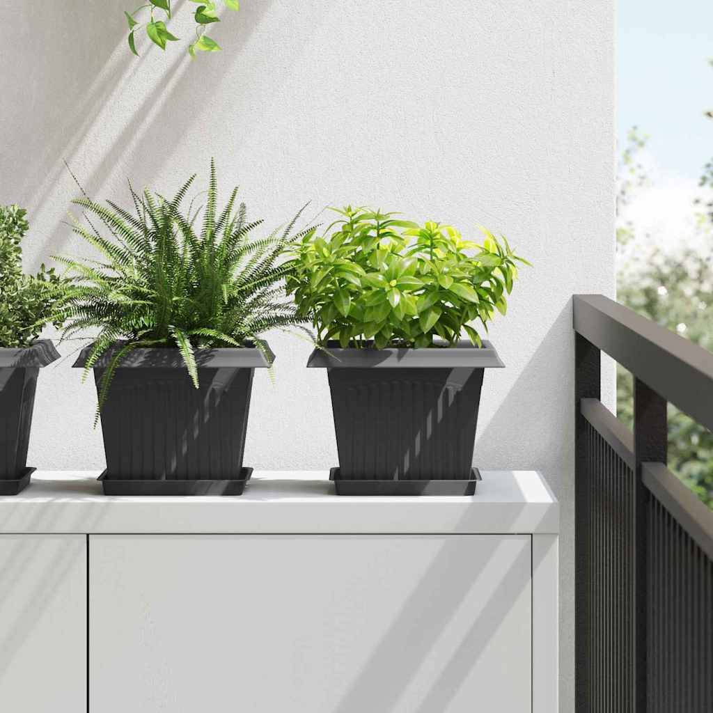 vidaXL Blumentöpfe 24 pcs Schwarz 23 x 23 x 17,5 cm Kunststoff